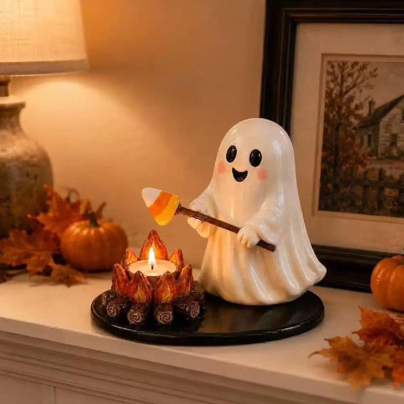 GhostGlow™ Campfire Boo — Halloween Tealight Holder