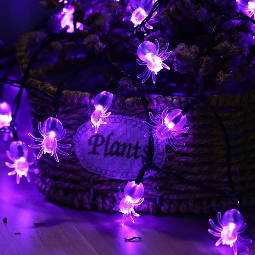 GhostGlow™ SpiderGlow — Purple Spider String Lights