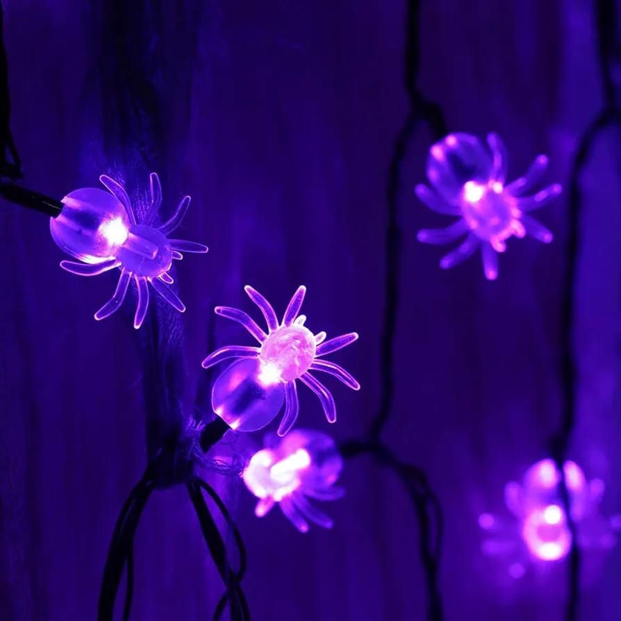 GhostGlow™ SpiderGlow — Purple Spider String Lights