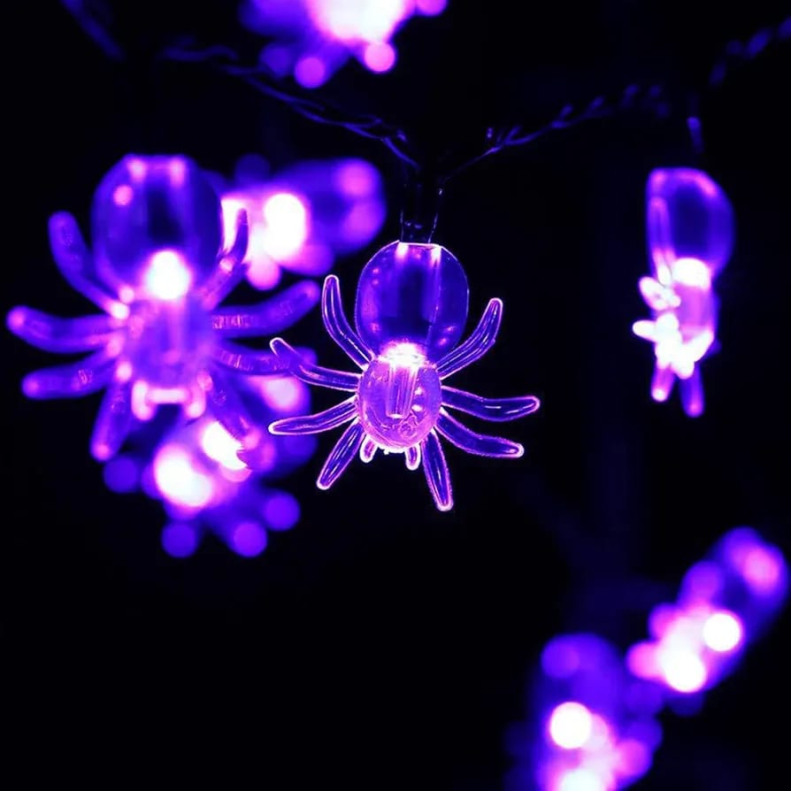 GhostGlow™ SpiderGlow — Purple Spider String Lights