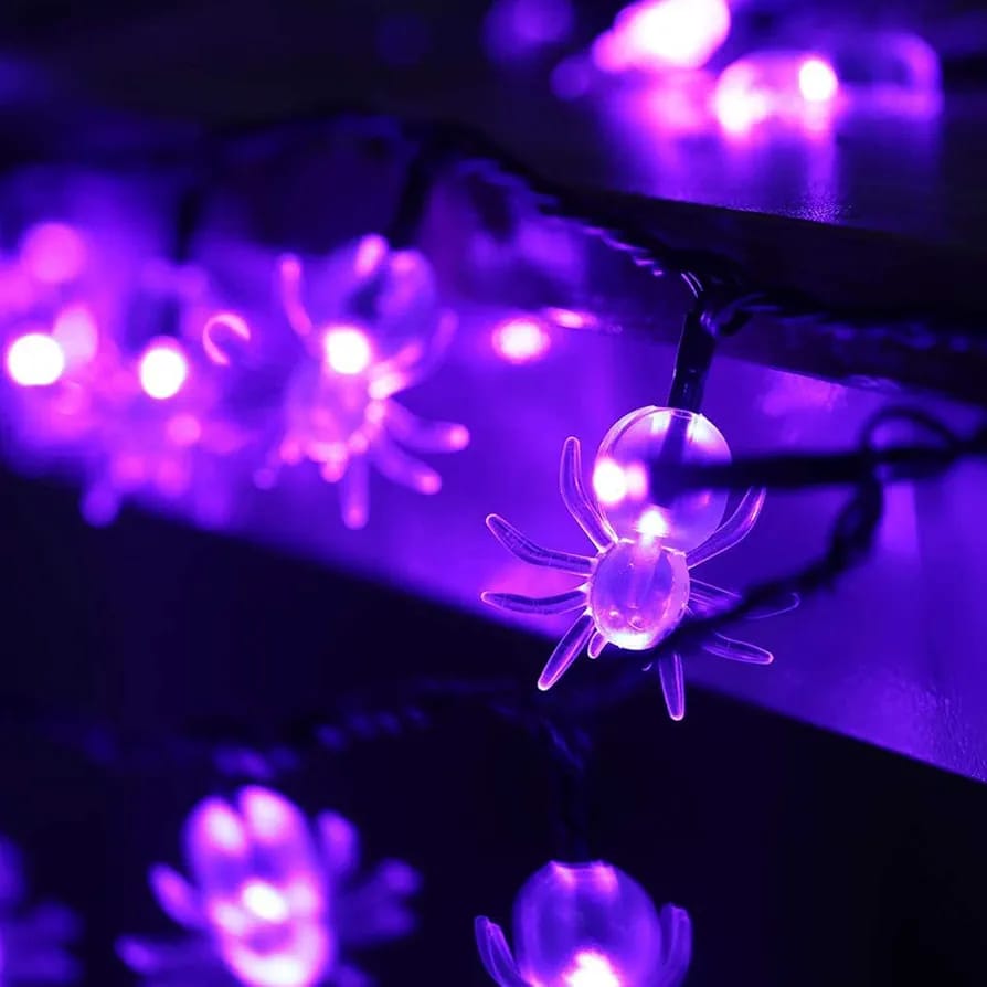 GhostGlow™ SpiderGlow — Purple Spider String Lights